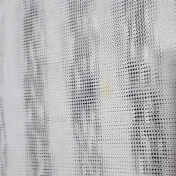 EYELASH COUTURE WHITE STRIPED MESH V-NECK SHORT SLEEVE TOP MEDIUM - Picture 7 of 12